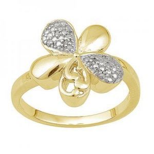 0.05 CTW Diamond 14K Yellow Gold Over 925 Sterling Silver Size 7 Ring